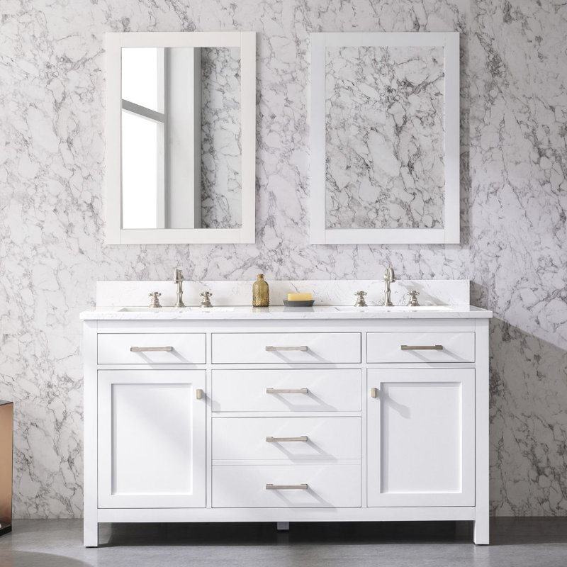 Mercury Row® Atencio 60'' Free Standing Double Bathroom Vanity with